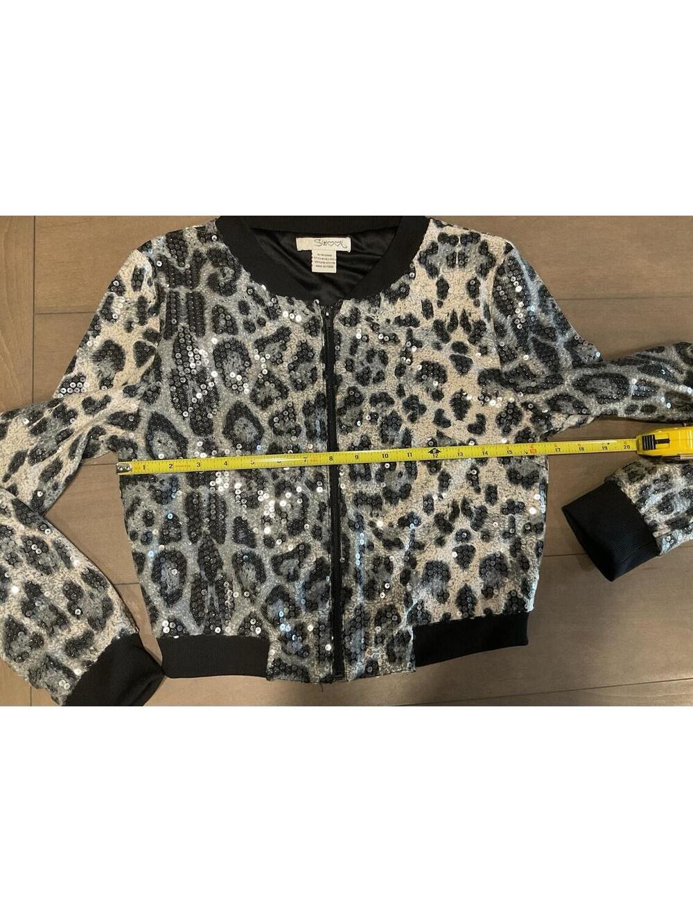 Swooh Womens zip up Sequin Animal Print Jacket Size M - Picture 4 of 6